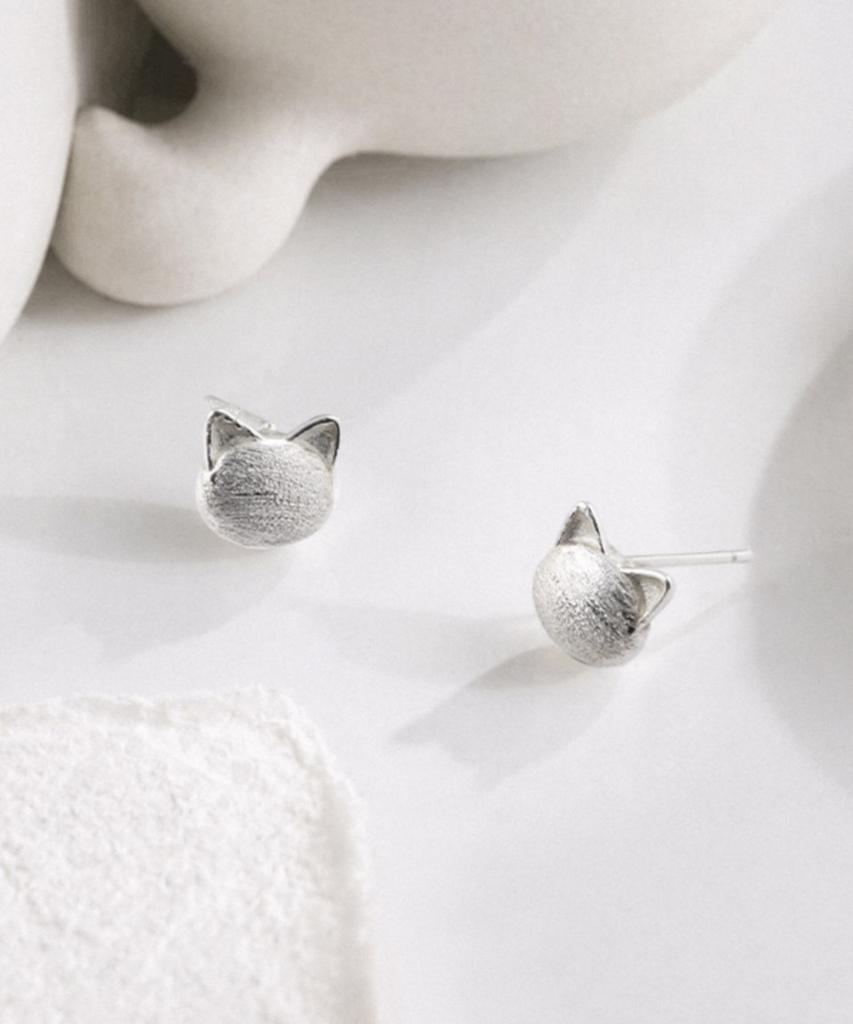 Dana Burton [925 Silver] Frost Cat Stud Earrings