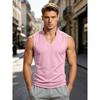 Men S V Neck Waffle Sleeveless Sports Stitching Vest