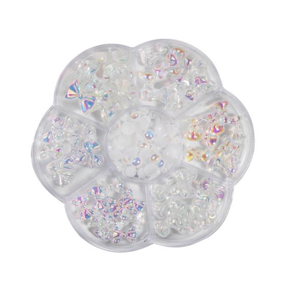 1 Cutie Fundițe Nail Art Pastă Tridimensională Ușor DIY Fundiță Rășină Perlă Faux Amestecat Floare de Prun