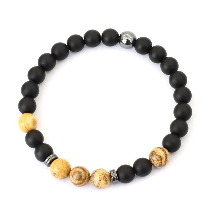 Noter Bracciale da Uomo Fatto a Mano 8mm Onice Pietra Occhio di Tigre Braccialetto di Perline Ematite Guarigione Braccialetto Regalo Uomo Accessori per il Tempo Libero