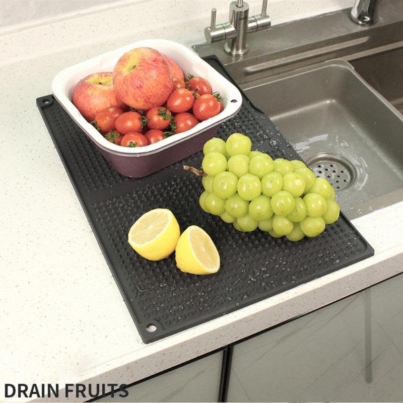 Folding Silicone Dish Drying Mats Offers Space Saving Storage and Easy Cleaning Silicone Texture for Home Cooking Lover