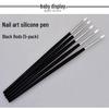 5-Piece Silicone Nail Art Brushes with Black Handles - For Carving, Embossing, Gradient, Blending, and Mirror Powder Application.