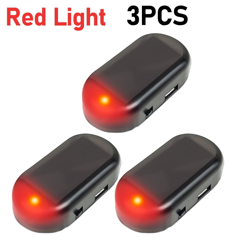 Universal Car Fake Security Light USB Solar Simulated Anti-Theft Warning Light Dummy Alarm Light LED Flashing Imitation Caution Lamp Strobe Light