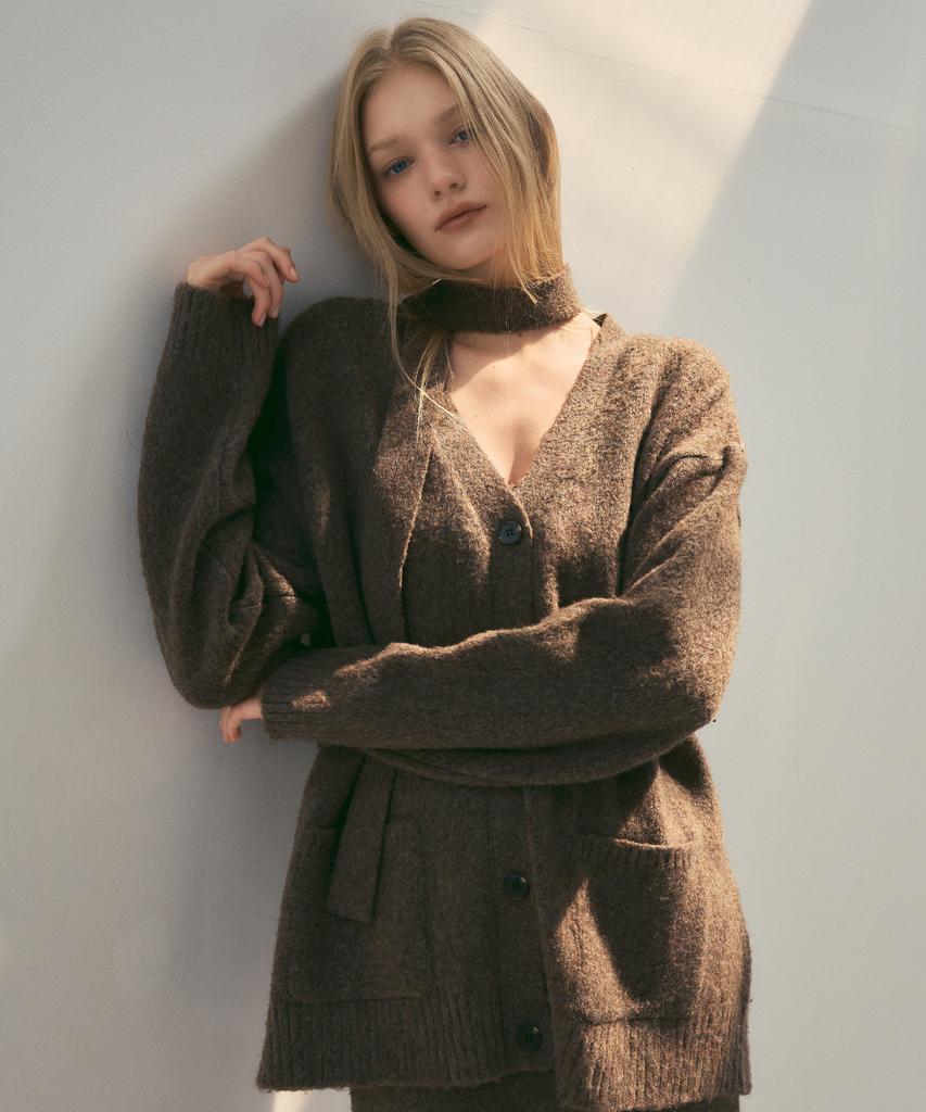 Citta Soft Wool Over Hairy Knit Cardigan_Ctk234(Brown)