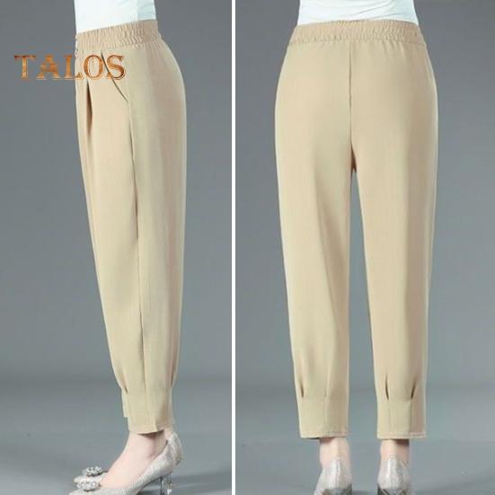 Frauen Sommer Harem Hosen Elastische Hohe Taille Einfarbig Dünne Lange Hosen Seitentaschen Casual Hosen Streetwear