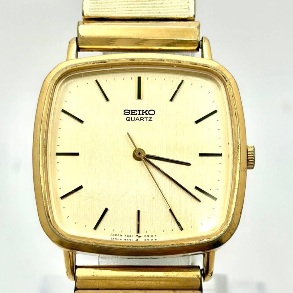 Used [New Battery] SEIKO Men's Watch Gold Square 7431-5250 581673