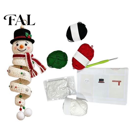 Kreatives Bastelset Häkelpuppe Spiral-Ornament DIY-Kit, Feiertagsbasteln mit Weihnachtsbaum Weiche Wolle, Perlen, zum Aufhängen für Fenster Wand Schrank