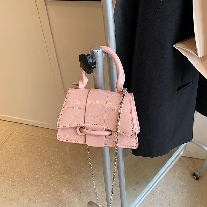 Shoulder Bag For Women Mini Crossbody Handbag Shiny Pu With Chain Belt Magnetic Button Closurefor Commute Photography Daily Use