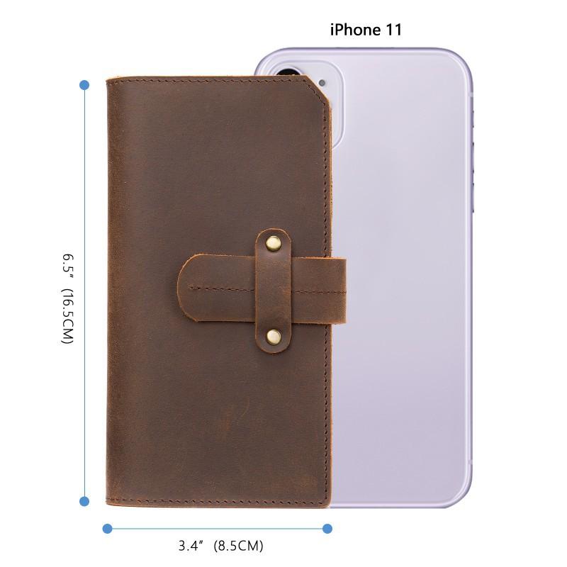 Retro Crazy Horse Leather Wallet Genuine Men's Long RFID Card Bag Large Capacity Slot Head Layer Money Clip Men