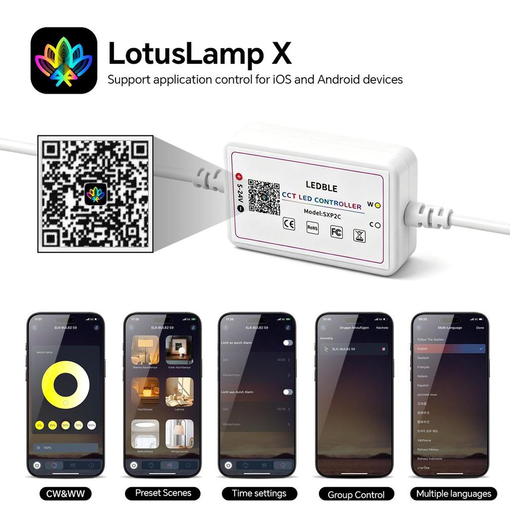3000K-6500K CCT Dimmable COB LED Strip Light Phone APP Control Display Cabinet Acoustic Wall Wood Panel TV Backlight Decor Lamp