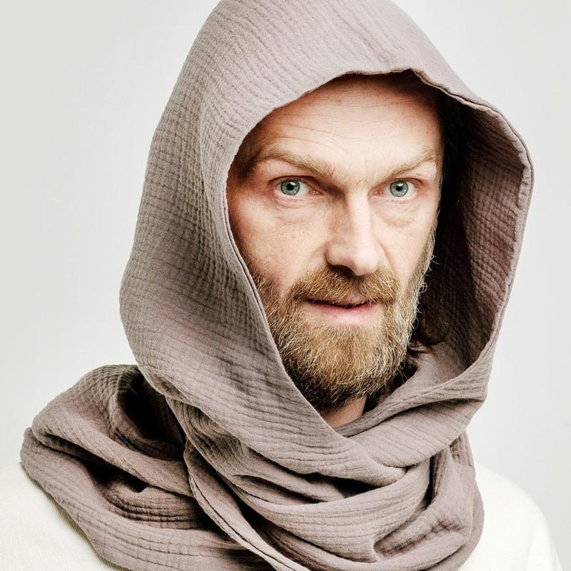 Cotton Crinkle Scarf With Hood Women Men Winter Warm Stylish Neck Wrap Accessory