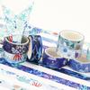 YUBX Masking Tape Set Washi Paper Ocean Blue with Silver Foil for DIY and Gift Decoration 10-Piece - Tape, Stamping, Crafts, Journals, Planners,