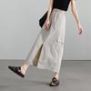 Design sense: Front slit drawstring workwear skirt, 2026 summer thin, fashionable, versatile, casual A-line skirt