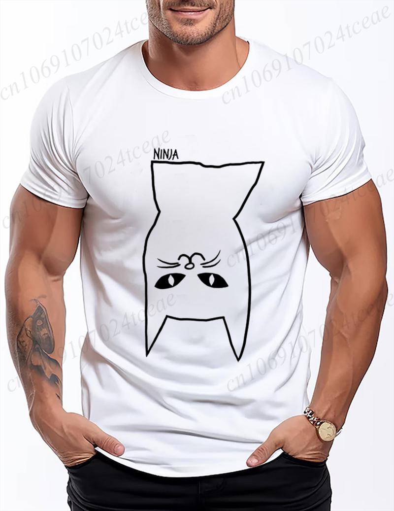 

New Summer Cat Graphic Tee Men Women Shirt Casual Loose Short Sleeve T Shirt Cute Cat Print O Neck Tees Hip Hop Streetwear Tops M