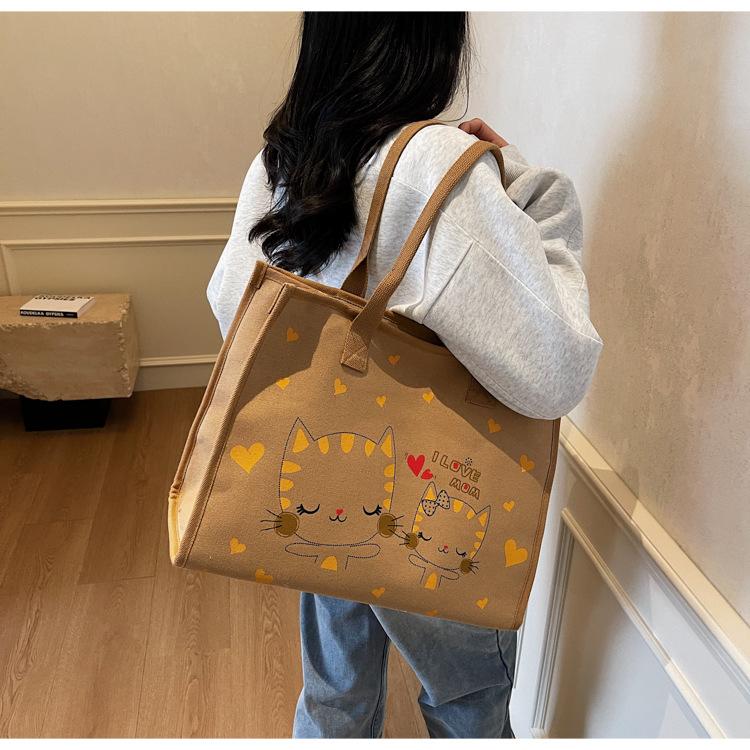 Neue Canvas-Tasche Studentinnen Klasse Schulter Pendeln Große Kapazität Tasche Nische Umhängetasche Tragetasche