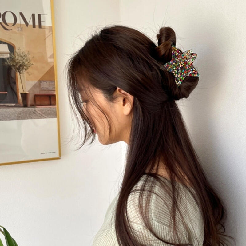 Glitter Star Half Updo Hair Clip (3) Silver