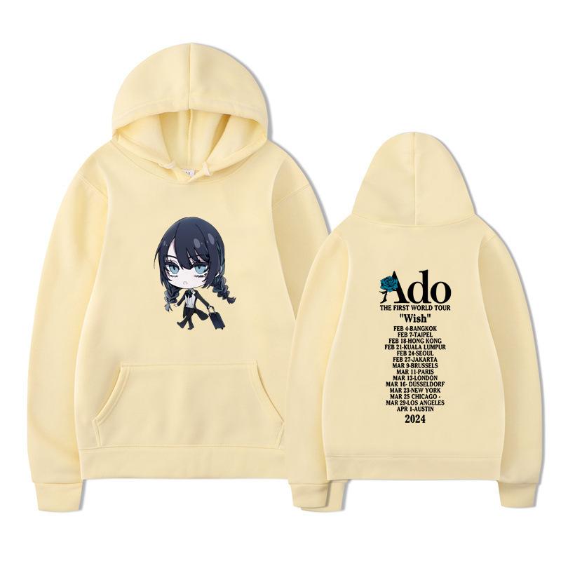 Ado Wish Merch The First World Tour Japan Singer Crewne Men Hoodie Vintage Unisex Pullover Graphic Hoody Tops Clothing