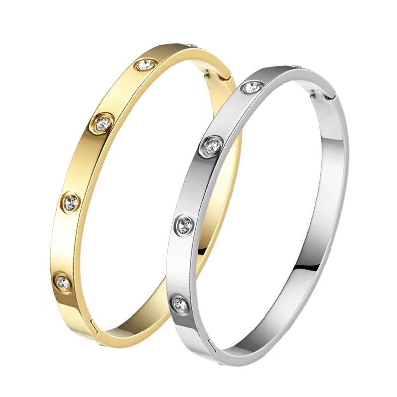 Simple Fashionable Titanium Steel & Stainless Steel Women's Diamond Inlaid Bracelets Non-Fading Accessories