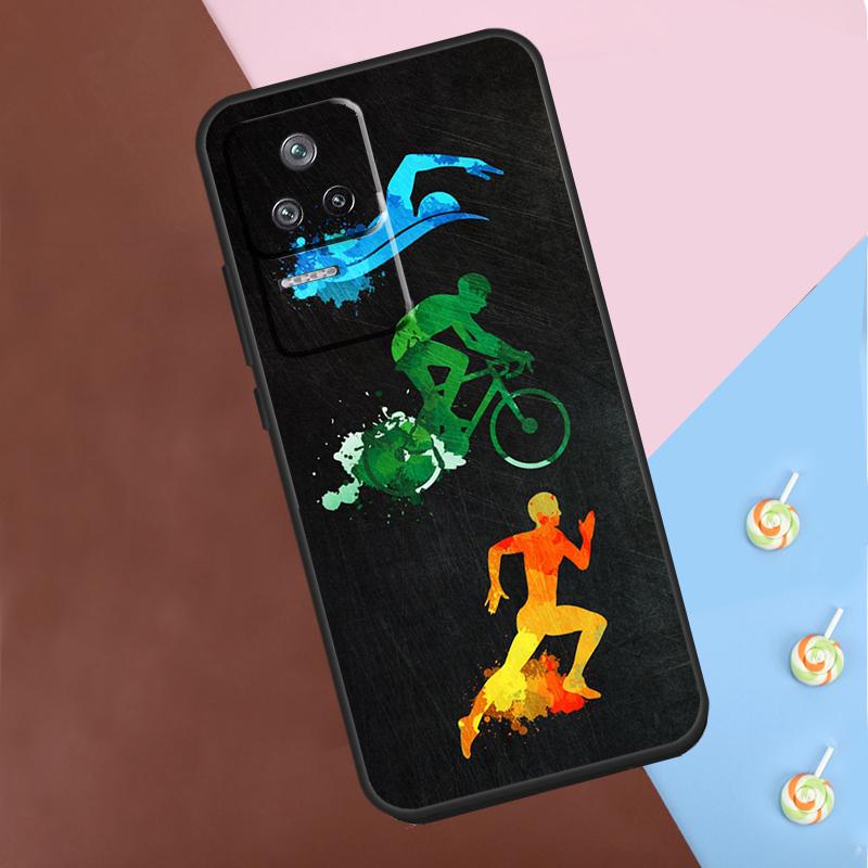 Swim Bike Run Triathlon Case For Xiaomi 13T Pro 14 12T 11T 12 13 Lite POCO F5 X3 X4 X5 X6 Pro M6 F3 F4 M5s Cover