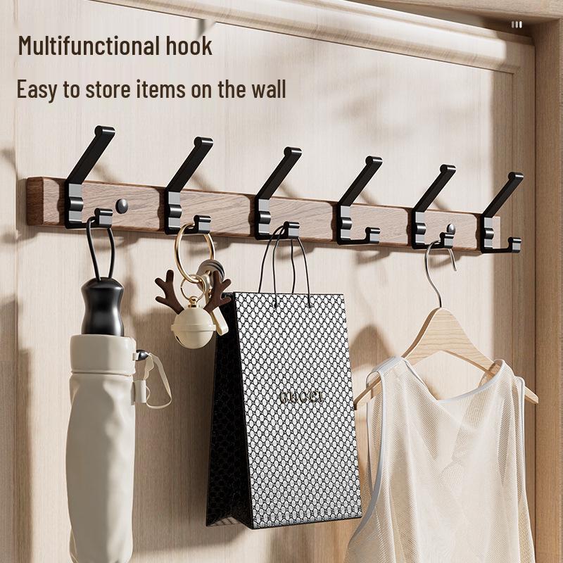 Walnut Strong Load-Bearing Door & Wall Hook Rack