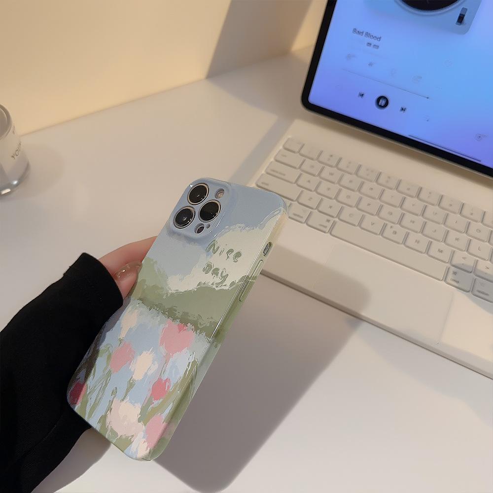 Ins Oil Painting Style 15pro Max Suitable for Iphone13 IPhone Case 11 Premium 12 Film 14 Fresh