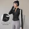 Damen Frühlings-Yoga-Bekleidung 2026: Dünne Fleece-Sportjacke mit Stehkragen, Reißverschluss, enganliegend für Laufen & Fitness.