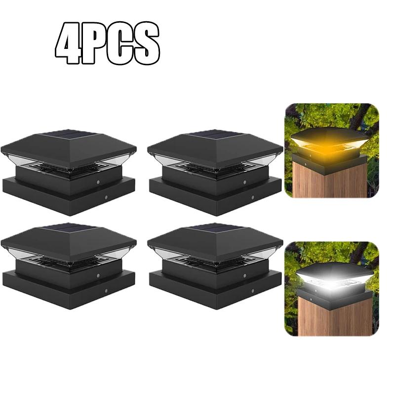 1-4PCS Solar Post Lamp 3000K/6000K Outdoor Garden Fence Pillar Head Light For Villa Gate Landscape Decoration IP65 Column Lamp