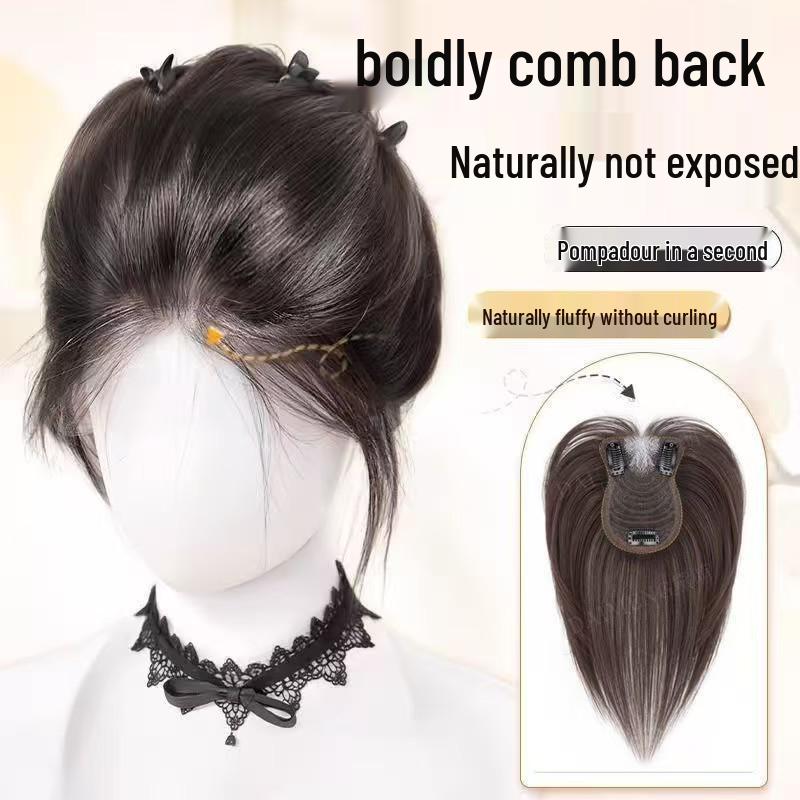 Women's Bangs Wig Hair Volume Topper - Fluffy, Natural, Seamless Hair Extension for Concealing White Hair