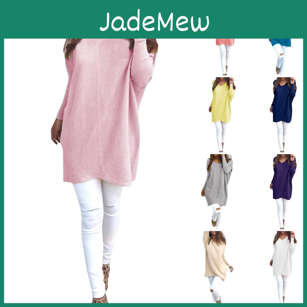 Sweater Fashion Color Solid Womens Vneck Long Sleeve Pullover Sweater