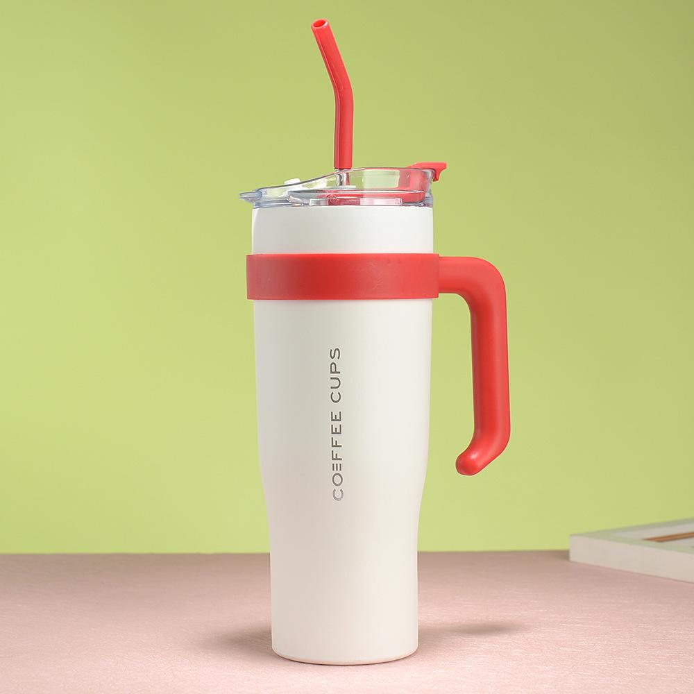40oz Gradient Handle Insulated Cup with Jumbo Straw - High Aesthetic Car Ice Cooler for Women