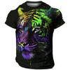 3D Harajuku Tiger Pattern Pánská trička Hip Hop Punk Styl Streetwear Móda Pulovr s krátkým rukávem do O Tričko nadměrné velikosti