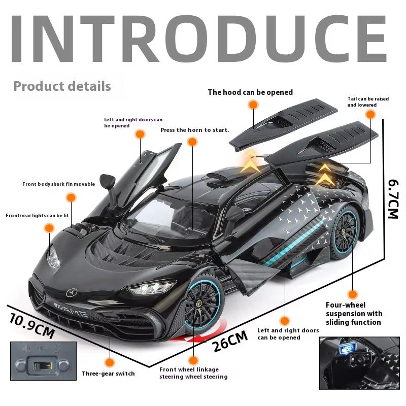 New 1:18 Mercedes Benz AMG ONE Super Sports Vehicle Alloy Dieacst Model Car Sound & Light Classic Hobby Collectibles Birthday Gifts