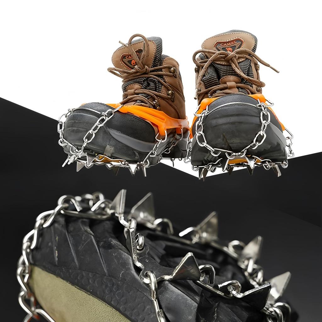 Chen Yang Xiaoten Lightweight Chain Spikes 32 Crampons for Large Size Snowy Ice Rock and Stream Fall Storage Bag Unisex [Reinforced, Spikes]