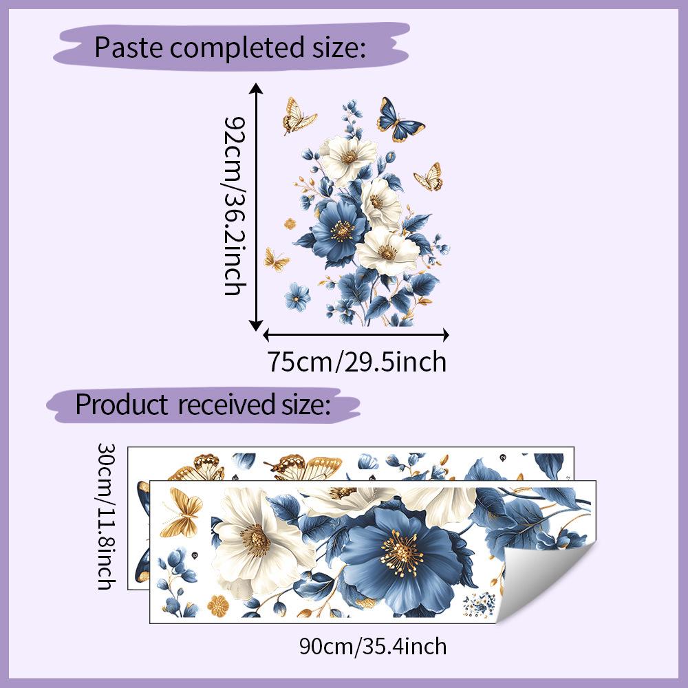 

1 шт. Креативные синие цветы бабочки наклейки на стену комната спальня гостиная дом фон украшение наклейки