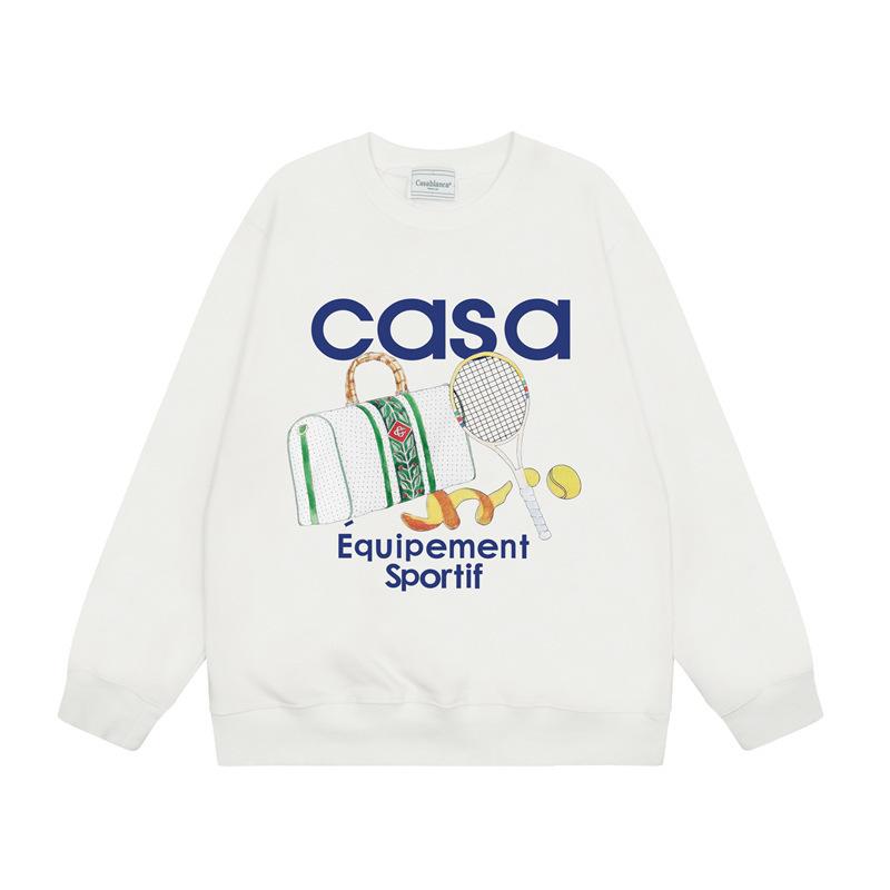 American Trendy Brand Casablanca Crew Neck Sweater Hoodie Men's Couple Ins Autumn and Winter Thickened Long-sleeved Women's T