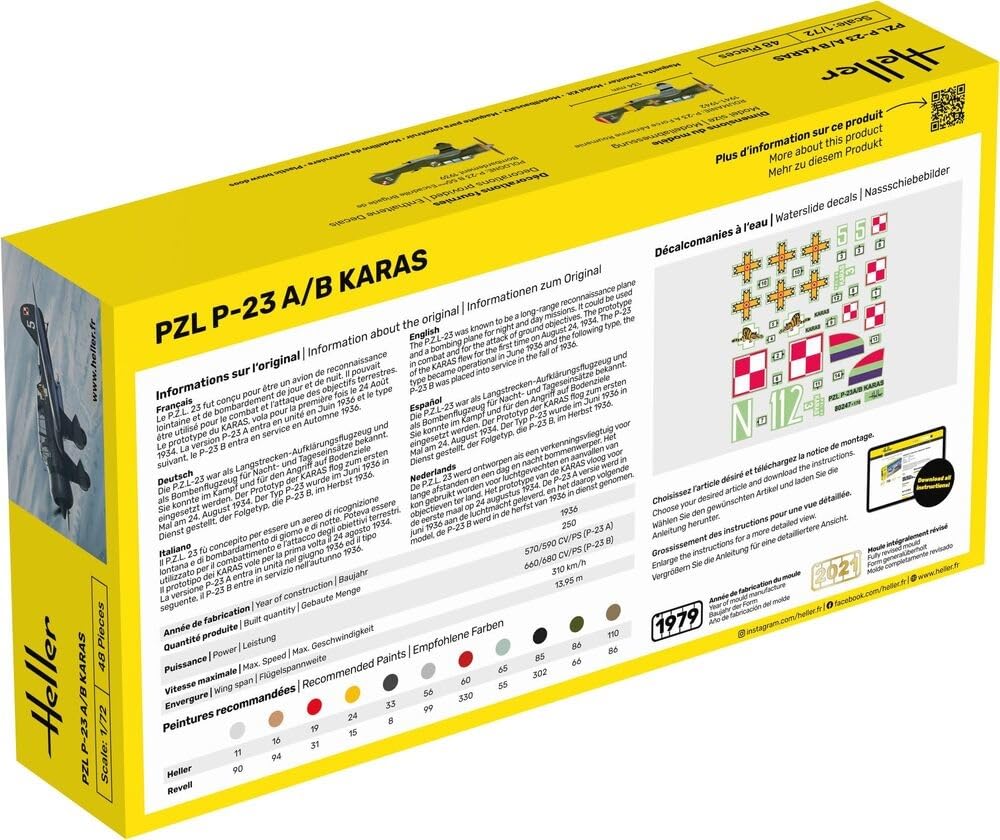 Platz Heller WW2 PZL KARAS Plastic Model HE80247 1/72 P-23 A/B (Airplane)