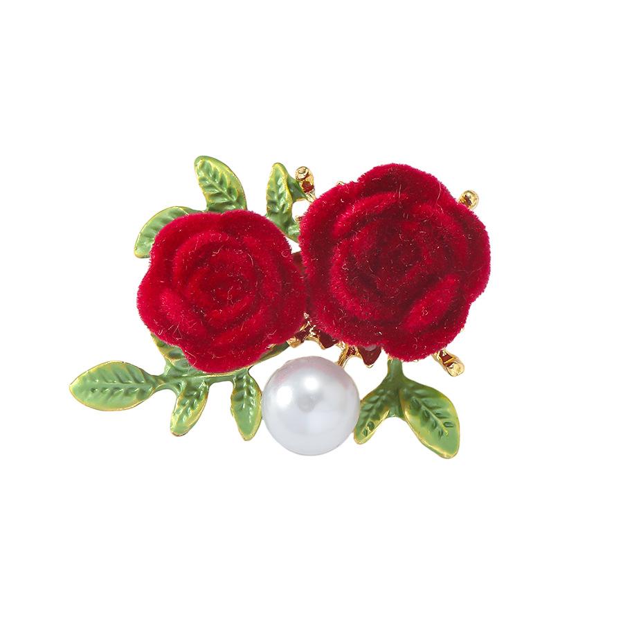 Female Minimalist Red Rose Brooch