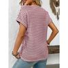 Summer New Women's V-neck Short-sleeved Loose Striped Casual Pullover T-shirt