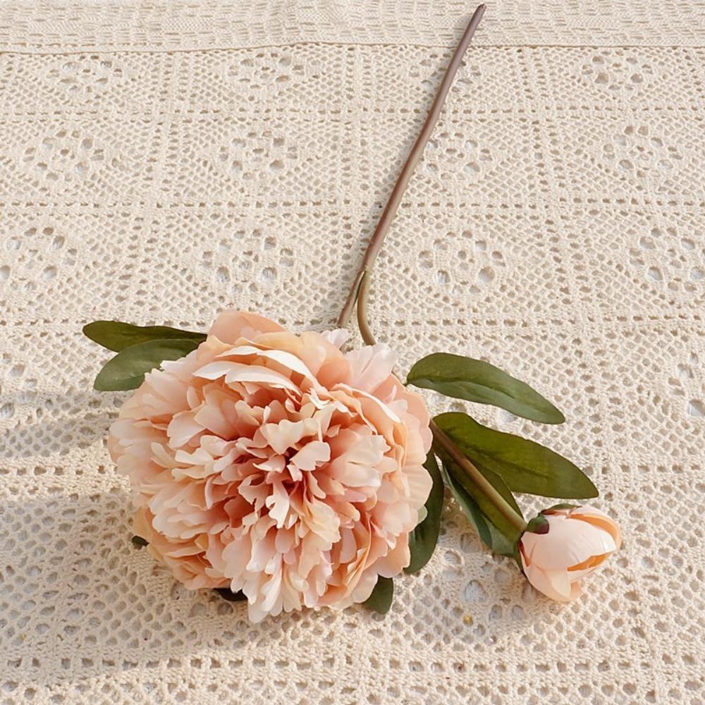 

2 Heads Artificial Peony Flowers Bouquet Handmade Fake Flowers Dining Table Decor