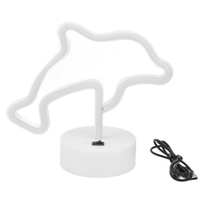 Lumière Néon LED Dauphin Alimentée par USB ou Piles Accessoire de Décoration de Chambre Unique avec Base