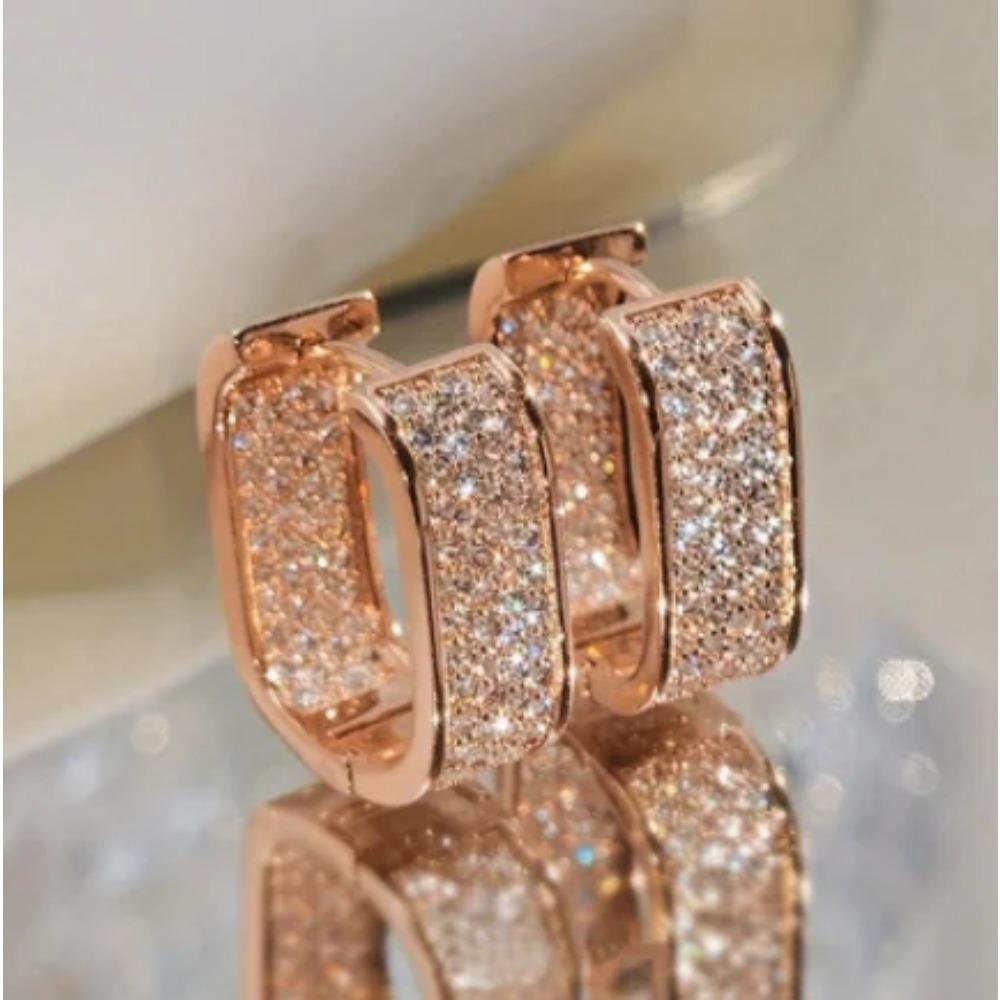 2025 Trendy Crystal Zircon Geometric Flower Rhinestone Hoop Earrings Classic Party Wedding Gift Zircon