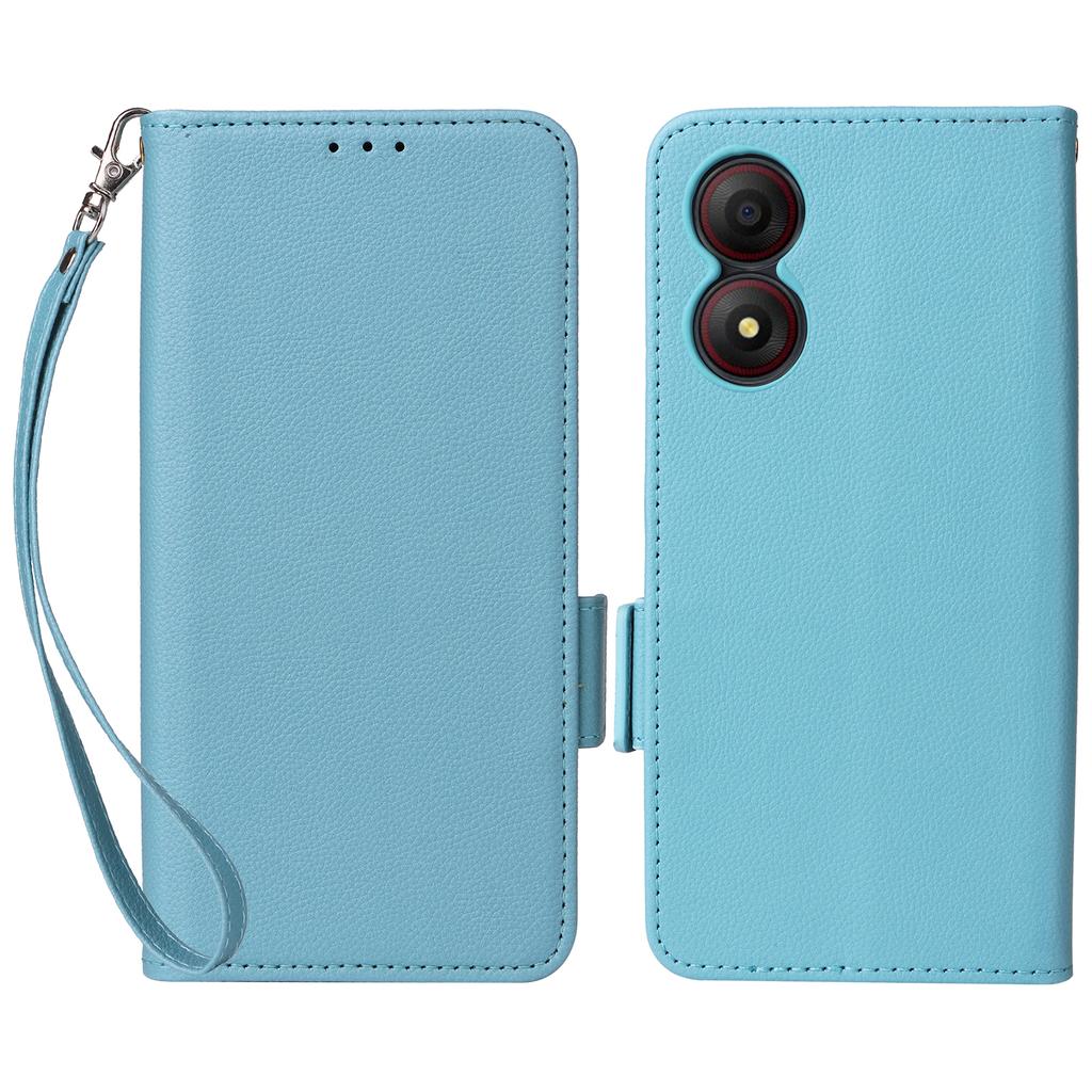 For ZTE Blade A34 Phone Case Leather Litchi Texture Cover with Magnetic Closure