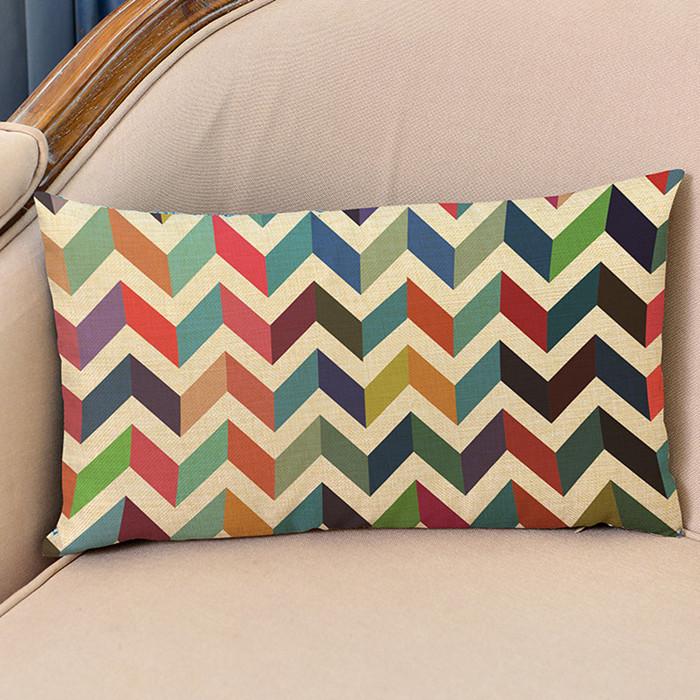 Nordic 30x50cm Geometry Style Cotton Linen Waist Cushion Cover Lattice Stripe Rectangular Sofa Decorative Throw Pillows Cover