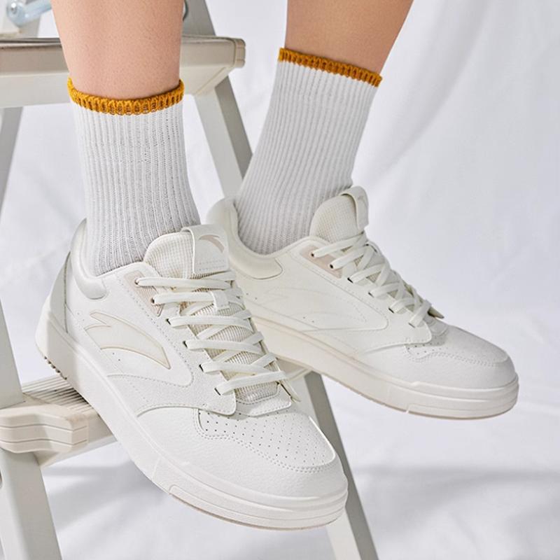 Anta Non-Slip Durable Low-Top Skate Shoes Women Sneakers Ivory-White 122328018-1