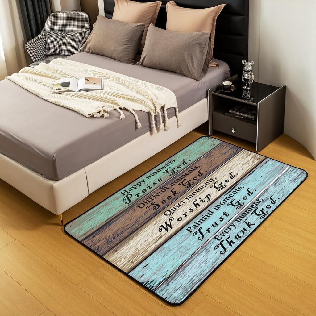 Inspirational Healing Area Rug for Living Room and Bedroom, Washable Non-Slip Prayer Floor Carpet, Entryway Home Decor Mat