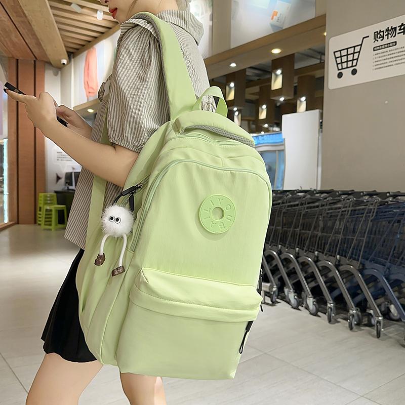 Solid Color Girl's Backpack Junior High School Students School Bag Lightweight Large Capacity Backpack