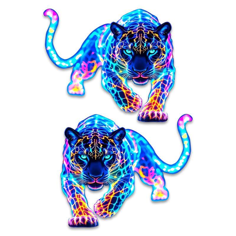 1/2Pcs Vibrant Neon Cheetah Pattern Motorcycle Car Stickers Waterproof For Car Body Auto Window Decoration