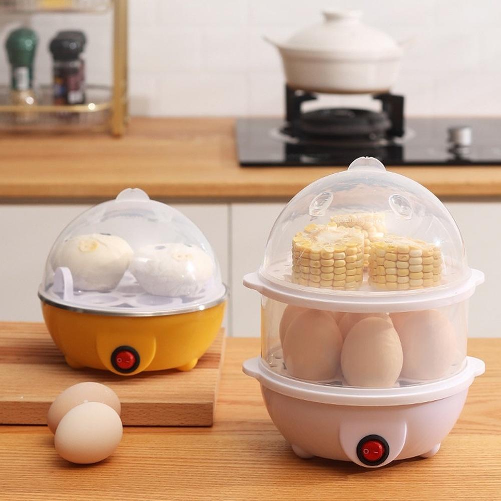 Cuoci uova e vaporiera multifunzione con spegnimento automatico per uova sode, panini al vapore e verdure. Facile funzionamento a un tocco.
