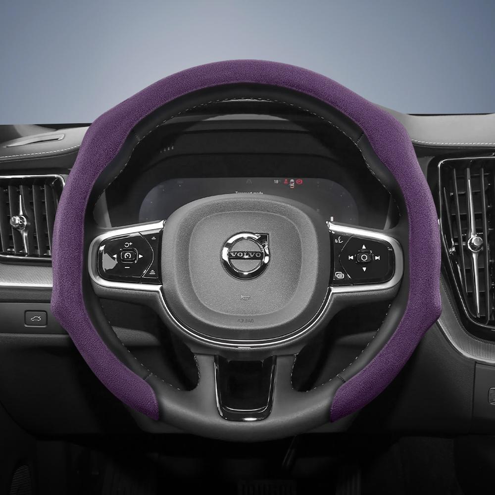 Suitable for Volvo Premium Suede Snap-On Steering Wheel Cover Anti-Slip Durable Xc60 Xc40 Xc90 S90 V60 S60 C40 Recharge V90 Cc Excellence V40 V70