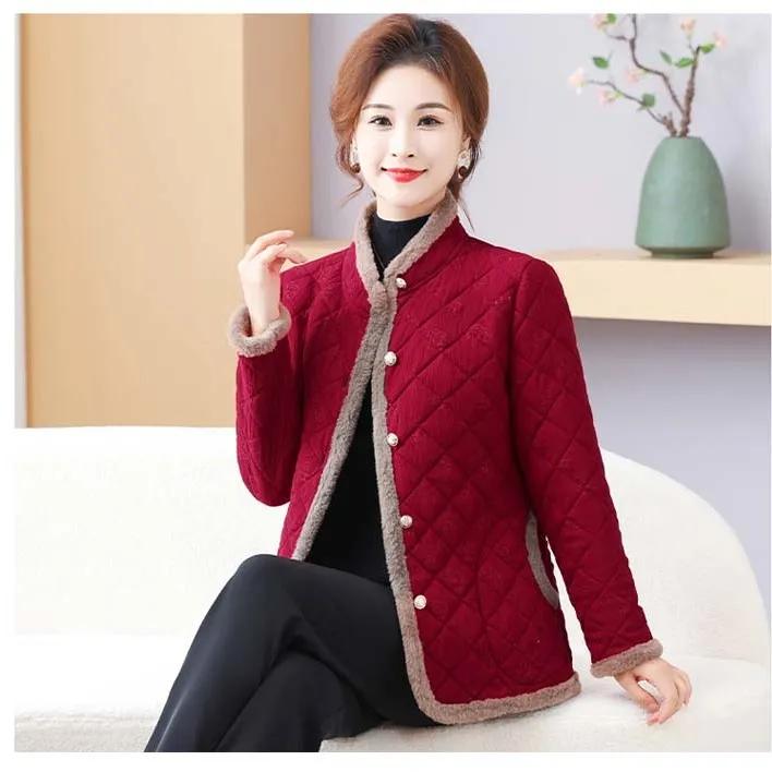 

Модная женская куртка с хлопковой подкладкой, теплая, осенне-зимняя, утолщенная, с добавлением бархата, повседневная, зимняя куртка с подкладкой XXXXXL красный
